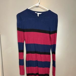 BCBGeneration blue, maroon and black striped dress - Small